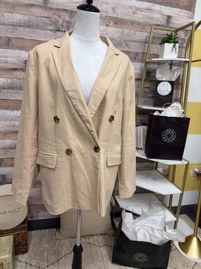 Ann Taylor Double-Breasted Tan Blazer